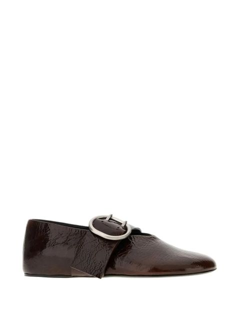Jil Sander buckle-detail leather ballerina flats - Brown