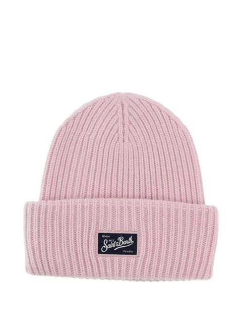 MC2 Saint Barth ribbed logo-patch beanie hat - Pink - zdjęcie produktu nr 1