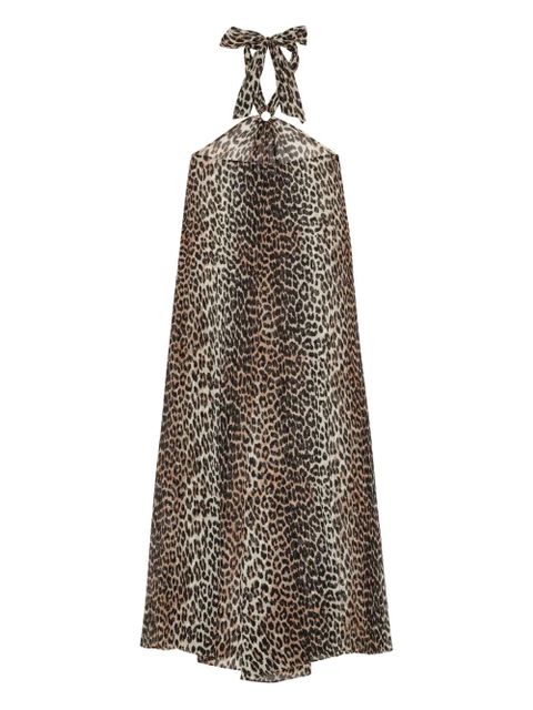 GANNI leopard-print halter dress - Neutrals - zdjęcie produktu nr 1