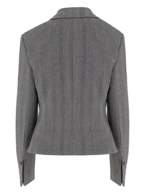 Ferragamo herringbone-pattern flap-pocket blazer - Grey