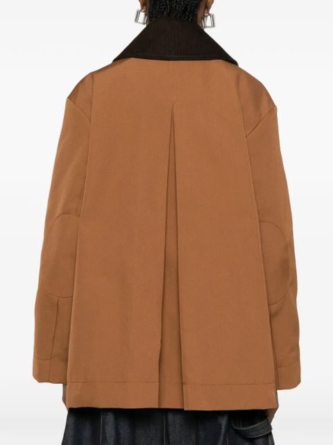 GANNI corduroy-collar pocket jacket - Brown