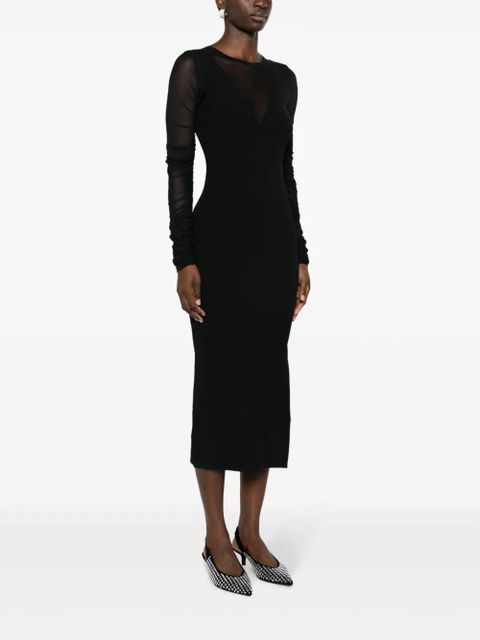 PINKO panelled ribbed-knit midi dress - Black