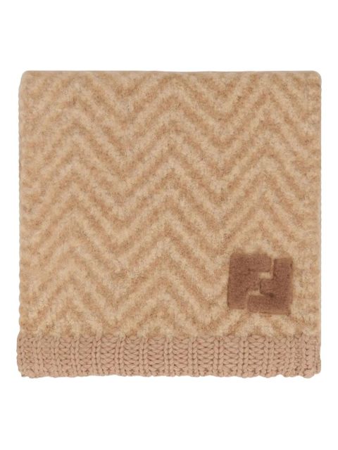 FENDI chevron logo scarf - Brown