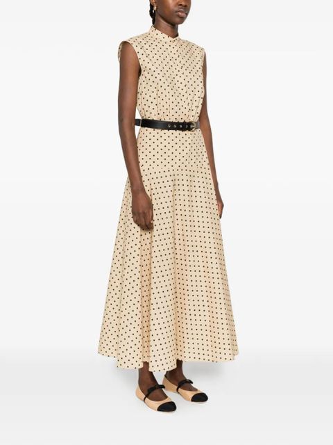 Max Mara polka-dot belted midi dress - Neutrals