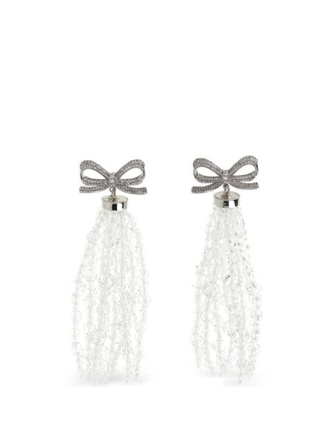 Self-Portrait bow beaded earrings - Silver - zdjęcie produktu nr 1