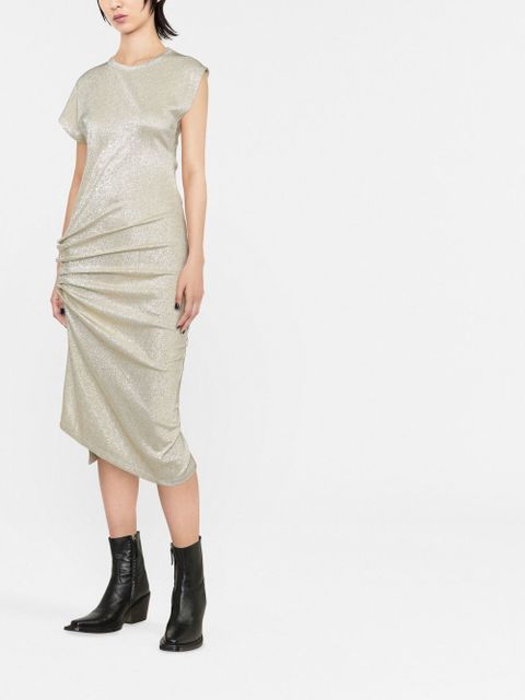 Rabanne side gathered-detail midi dress - Gold