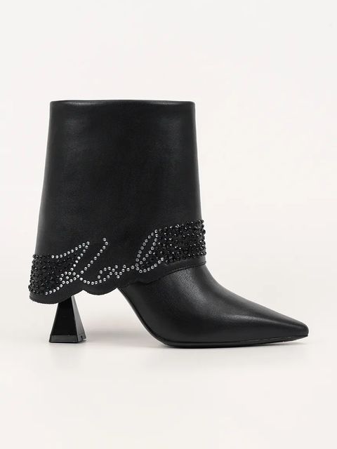 Karl Lagerfeld botki zamszowe DEBUT II damskie kolor czarny na szpilce KL32043 - zdjęcie produktu nr 1