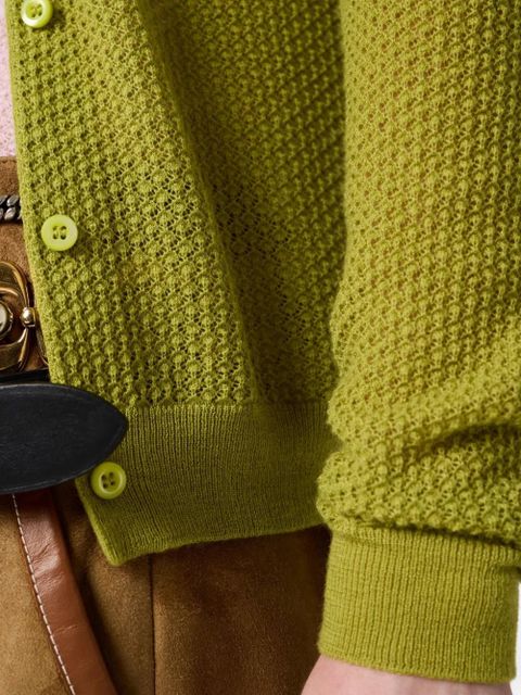 Miu Miu ribbed lace-motif cardigan - Green