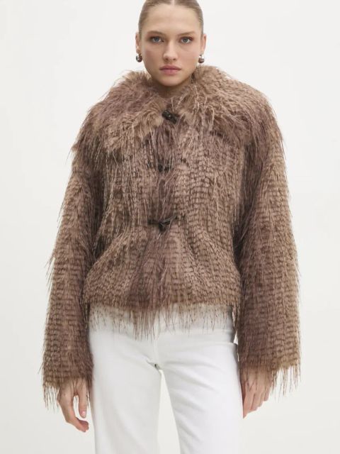 Answear.LAB kurtka damska kolor brązowy przejściowa