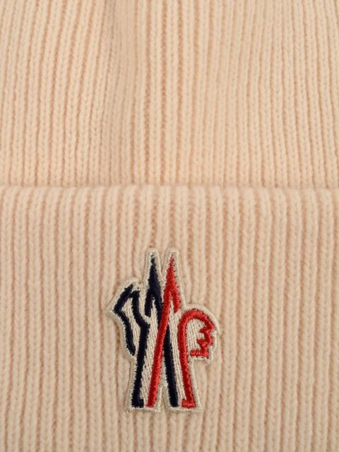 Moncler Grenoble ribbed logo-patch beanie hats - Neutrals