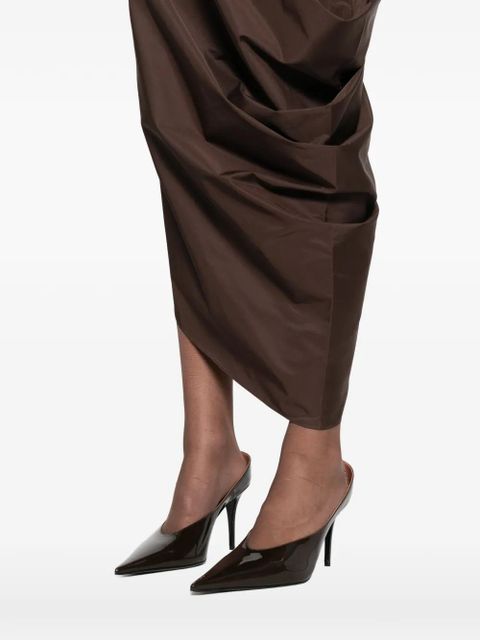 St. Agni paper-taffeta drape-detail midi dress - Brown