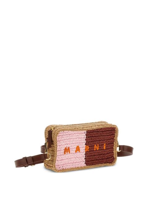 Marni logo-embroidered woven shoulder-bag - Brown - zdjęcie produktu nr 2
