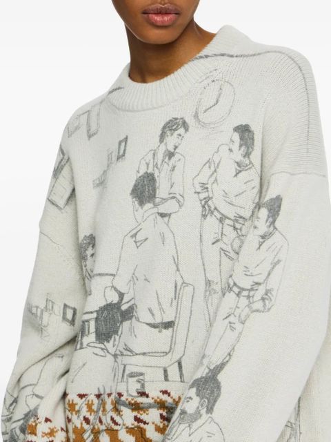 JW Anderson illustration-pattern jumper - Grey