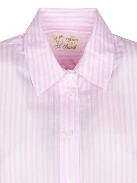 MC2 Saint Barth striped embroidered-logo shirt - Pink
