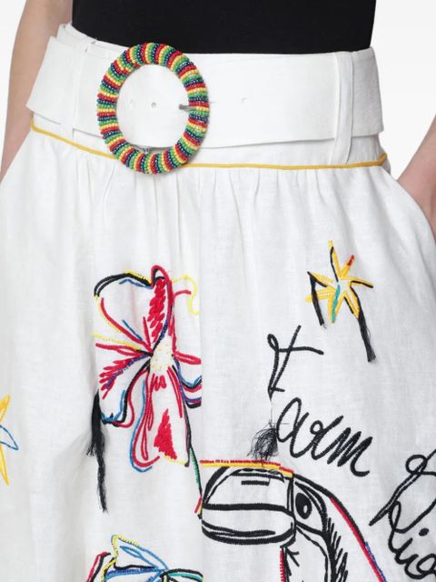 FARM Rio belted floral-print maxi skirt - White