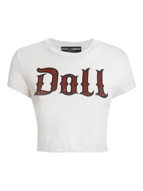 Dolce & Gabbana doll-print crop top - White - zdjęcie produktu nr 1