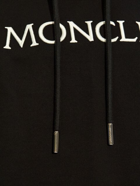 Moncler logo-embroidered cotton hoodie - Black