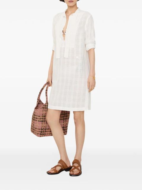 Burberry Check cotton voile dress - Neutrals - zdjęcie produktu nr 2