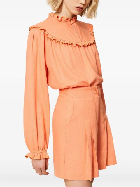 TWINSET pleated button shorts - Orange