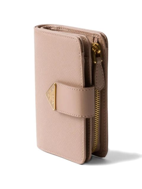 Prada small Saffiano and smooth leather wallet - Pink