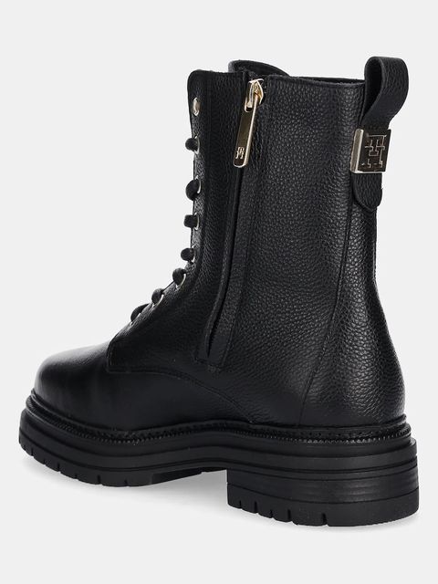 Tommy Hilfiger workery skórzane TH PLAQUE PEBBLE LACE BOOT damskie kolor czarny na platformie lekko ocieplone FW0FW08767 - zdjęcie produktu nr 2