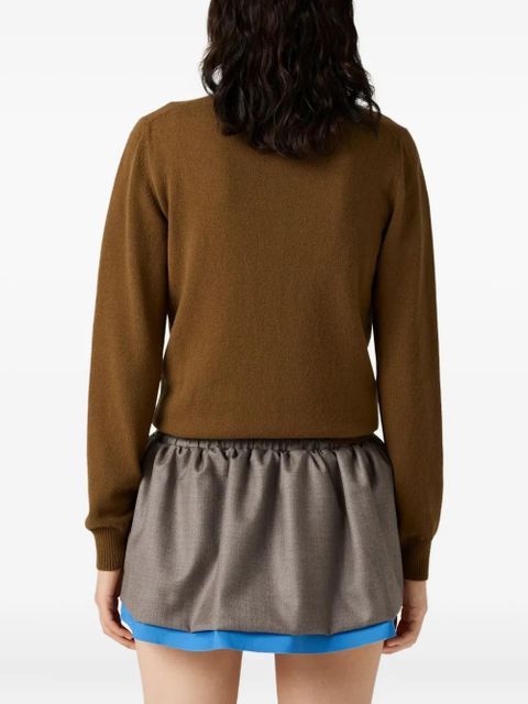 Miu Miu shirt-collar cashmere cardigan - Brown - zdjęcie produktu nr 2
