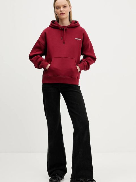 Guess Jeans bluza damska kolor bordowy z kapturem W4BQ21 KC811 - zdjęcie produktu nr 2