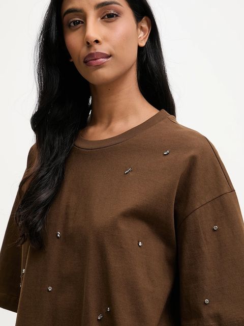 Answear.LAB t-shirt bawełniany damski kolor brązowy