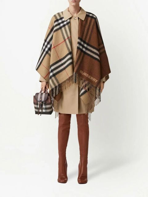 Burberry Contrast check fringed cape - Brown - zdjęcie produktu nr 2