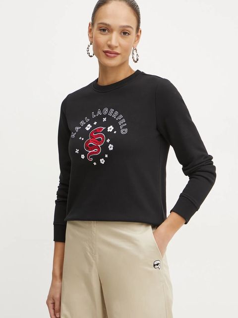 Karl Lagerfeld bluza damska kolor czarny z aplikacją A1W20053