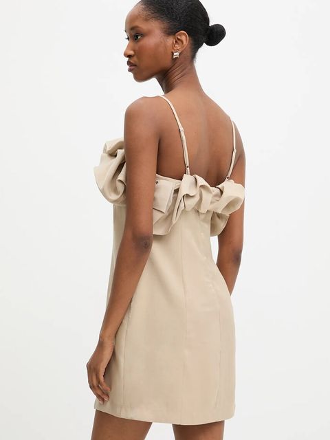 Answear.LAB sukienka kolor beżowy mini dopasowana