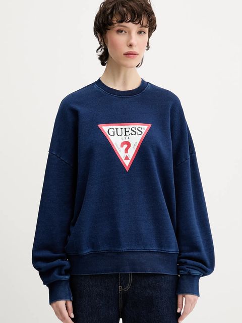 Guess Jeans bluza bawełniana damska kolor granatowy z nadrukiem W5YQ12 KCXQ1 - zdjęcie produktu nr 1