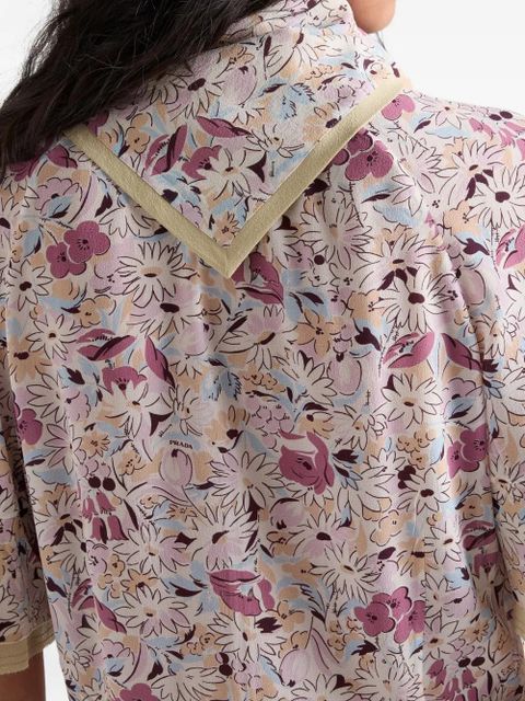 Prada floral-print georgette dress - Neutrals
