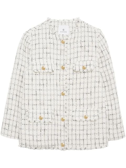 ANINE BING Janet plaid tweed jacket - White - zdjęcie produktu nr 1