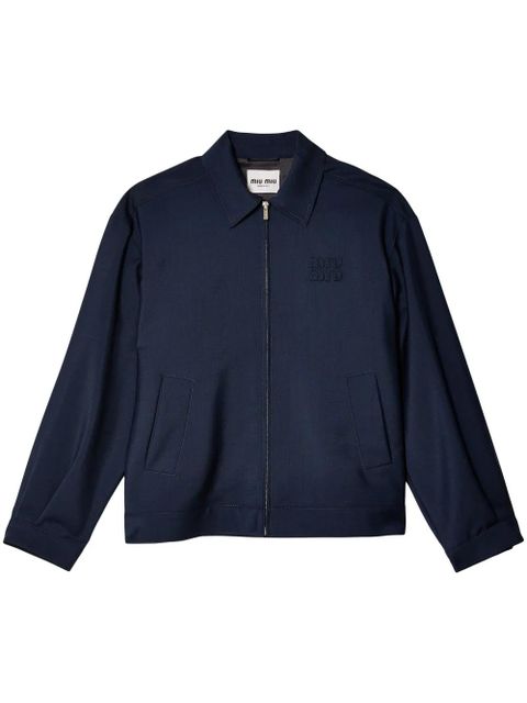 Miu Miu Blouson logo-embroidered jacket - Blue - zdjęcie produktu nr 1