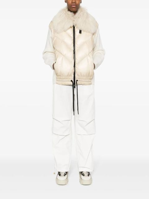 Moncler Grenoble panelled knitted down jacket - Neutrals
