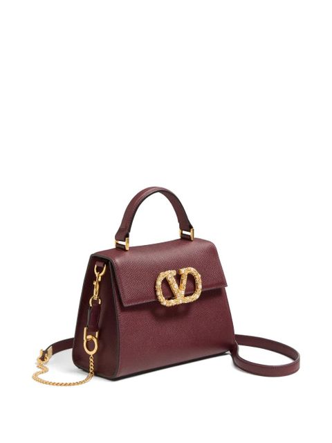 Valentino Garavani Vsling small handbag in grainy calfskin with jewel logo - Red