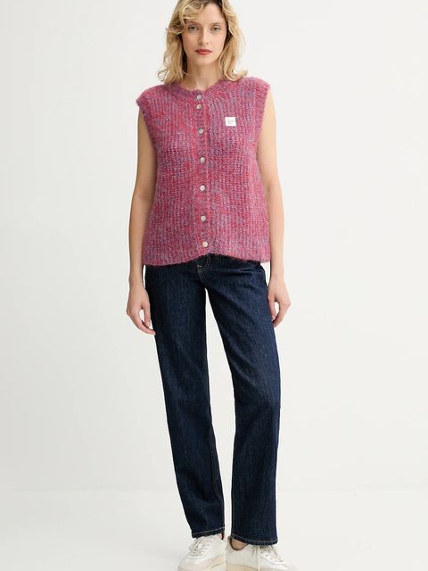 American Vintage kamizelka z dodatkiem wełny damski kolor różowy ciepły EAST19MM