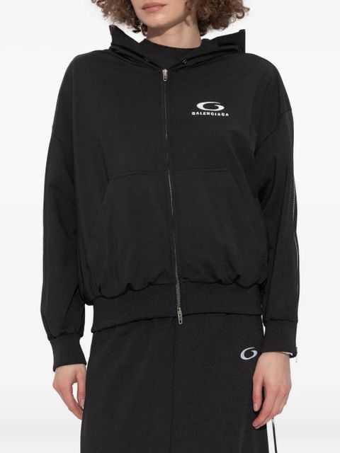 Balenciaga zip-up hooded jacket - Black