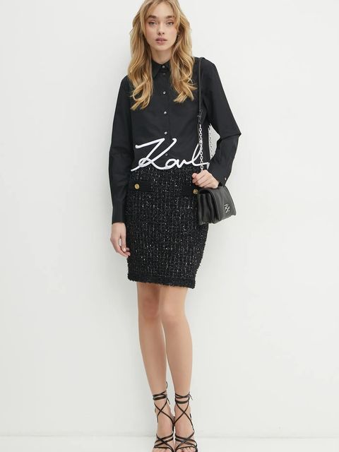 Karl Lagerfeld torebka skórzana kolor czarny A1W30175