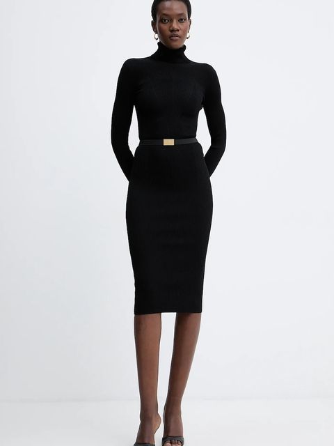 Elisabetta Franchi sukienka kolor czarny mini dopasowana AM07B56E2 - zdjęcie produktu nr 1