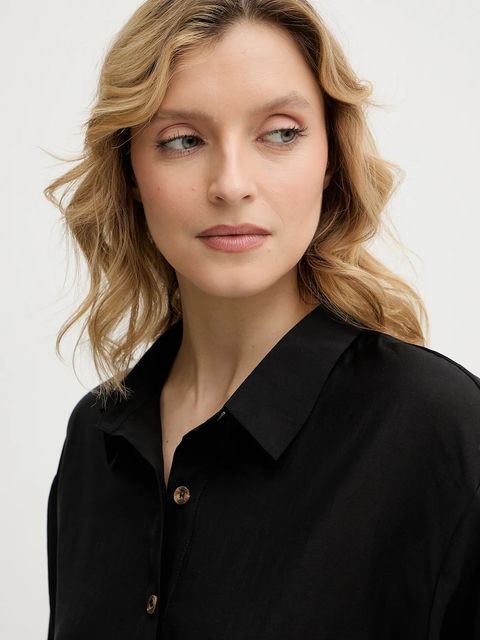 Never Fully Dressed koszula Zoe damska kolor czarny regular z kołnierzykiem klasycznym NFDTO2098