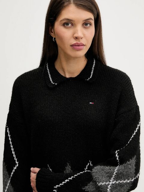 Tommy Jeans sweter z domieszką alpaki damski kolor czarny DW0DW22559