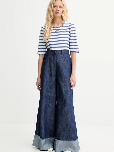 MUNTHE t-shirt bawełniany PARSA damski kolor niebieski 252110025264