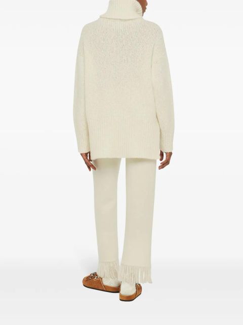 Alanui logo-plaque cashmere-silk blend jumper - White