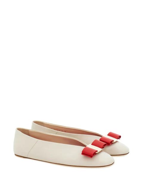 Ferragamo Vara leather ballerina shoes - White - zdjęcie produktu nr 2