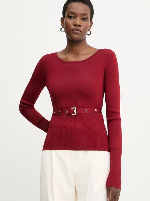 Patrizia Pepe sweter damski kolor czerwony lekki 8K0309 K274 - zdjęcie produktu nr 1