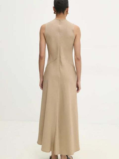 Answear.LAB sukienka kolor beżowy maxi prosta