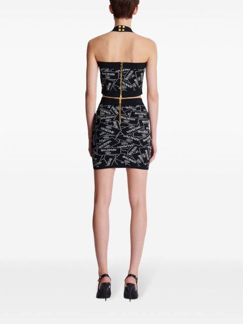 Balmain jacquard-pattern skirt - Black