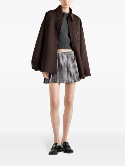 Prada checked wool mini skirt - Brown